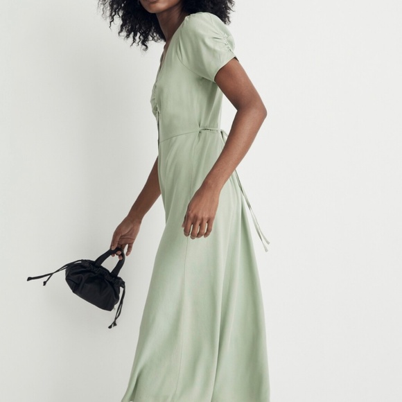 Madewell leedra button-front midi dress - green - size 4 - Picture 2 of 6